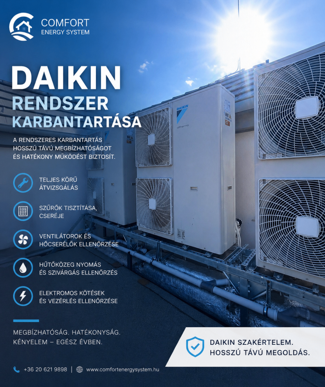Daikin rendszer karbantartása