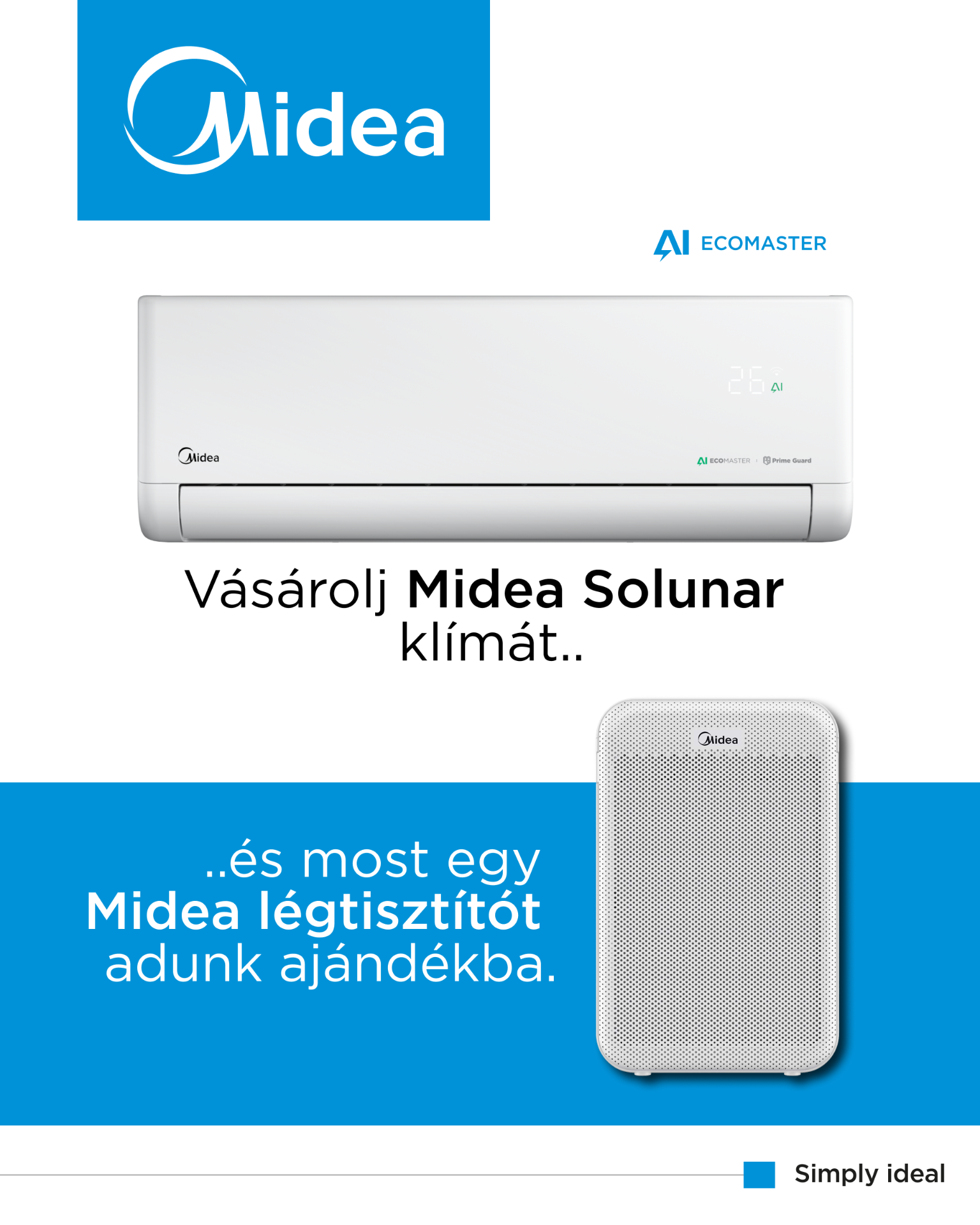 Midea Solunar klíma vásárlása mellé Midea Smart Standard légtisztító ajándékba