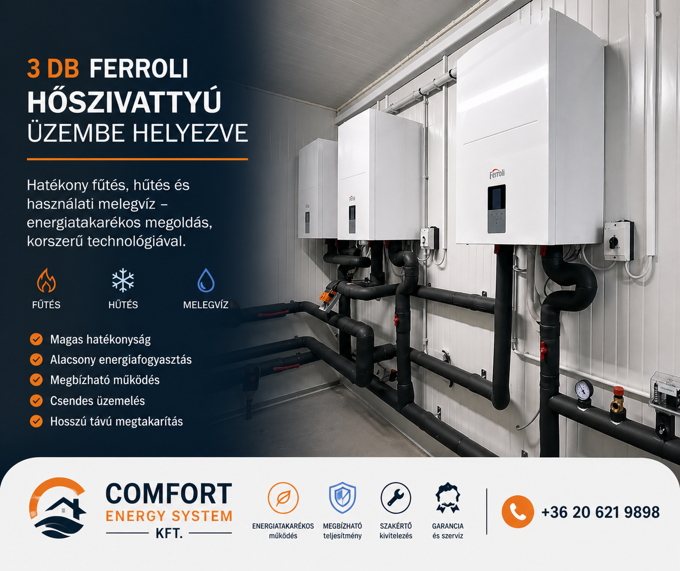 Ferroli hőszivattyú üzembe helyezés
